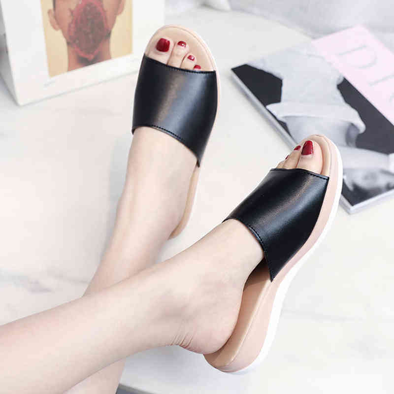 Casual Sandals Wedges Beach Women's Slippers Platform Home Summer Shoes Non-slip Indoor Flip Flops 2022 Slides Ladies Footwear Y220412