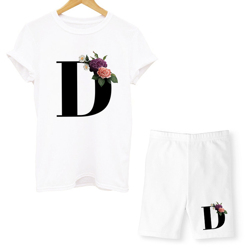 Women Two Piec Set Letter T Shirts And Shorts Summer Short Sleeve O-neck Casual Joggers Biker Sexy Outfit For Woman 220324
