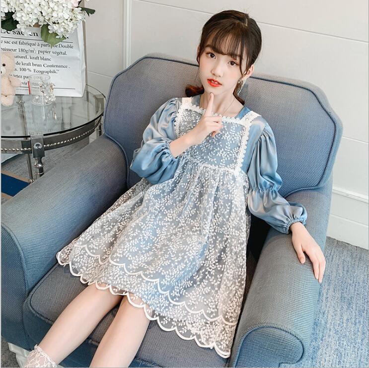 Clothing Sets Girls 2022 Spring Teenage Girl Blue Puff Sleeve Dress And Lace Two Piece Set Kids Fall Suits For 4-14T
Clothing Sets Girls 2022 Spring Teenage Girl Blue Puff Sleeve Dress And Lace Two Piece Set Kids Fall Suits For 4-14T