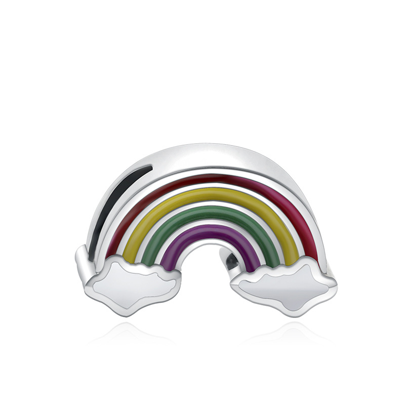 New Popular 925 Sterling Silver Special Offer Pendant Fashion Rainbow Love Charm Pendant Beads Suitable For Bracelet Ladies Jewelry DIY Making