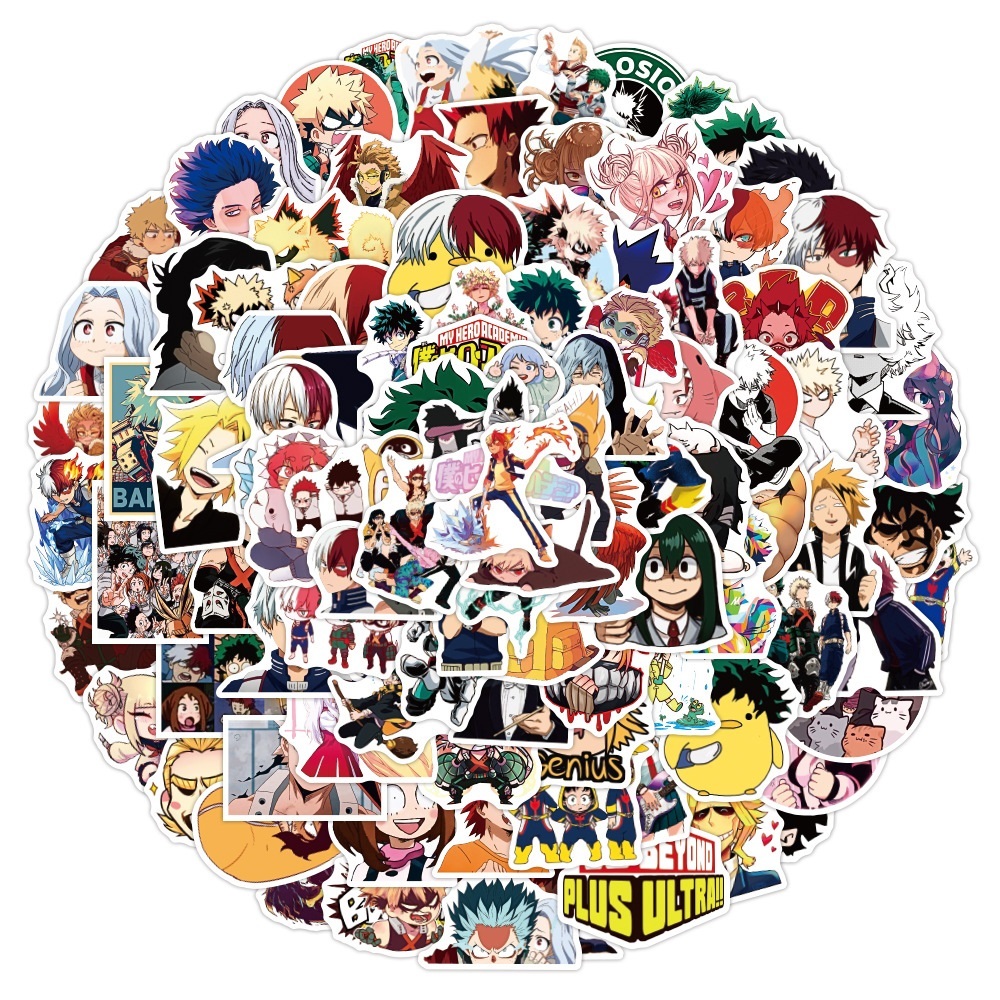 Waterproof sticker 50/100 Pcs Anime Stickers My Japanese Cartoon Vinyl Decals for Laptop Pad Skateboard Boku No Hero Academia Styling Car stickers