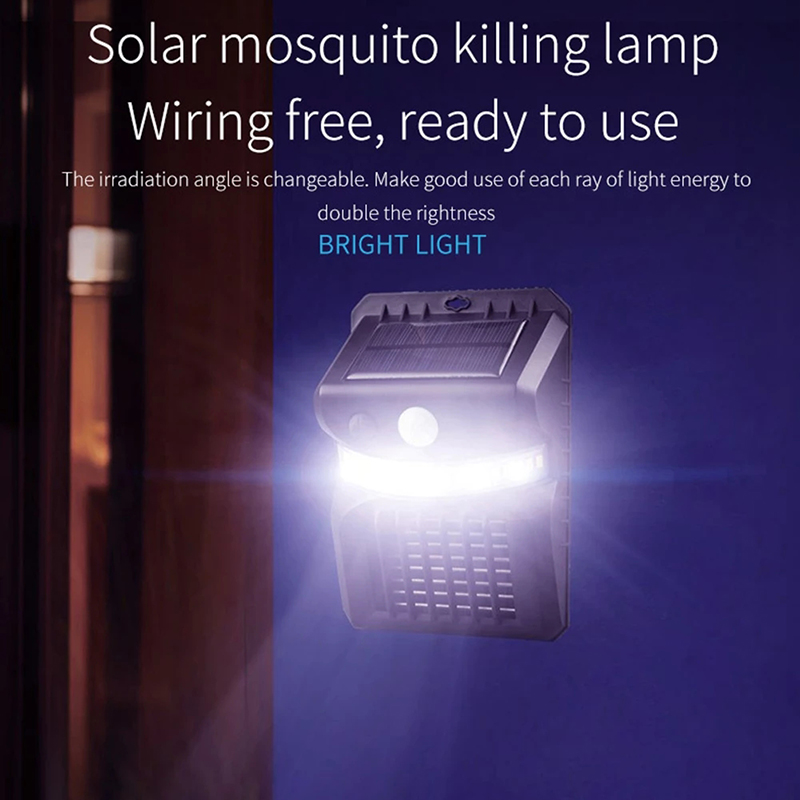 2 in 1 Solar Mosquito Killer Lamps PIR Motion Sensor Wall Light Ultraviolet Electric Shock Mosquito Killing Lamp