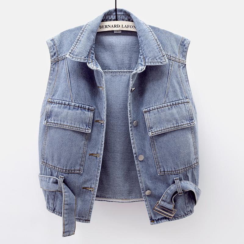 Women' Vests With Belt Big Pocket Denim Vest Women Waistcoat Vintage Blue Black Loose Short Cowboy Sleeveless Jacket Korean Jeans FemaleWom
Women' Vests With Belt Big Pocket Denim Vest Women Waistcoat Vintage Blue Black Loose Short Cowboy Sleeveless Jacket Korean Jeans FemaleWom