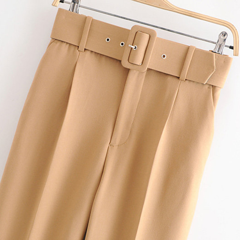 GCAROL Women High Waist Suit Pants With Belt Ankle Length Elegant Office Work Classic Trousers Multi Occasions 14 Colors 220325