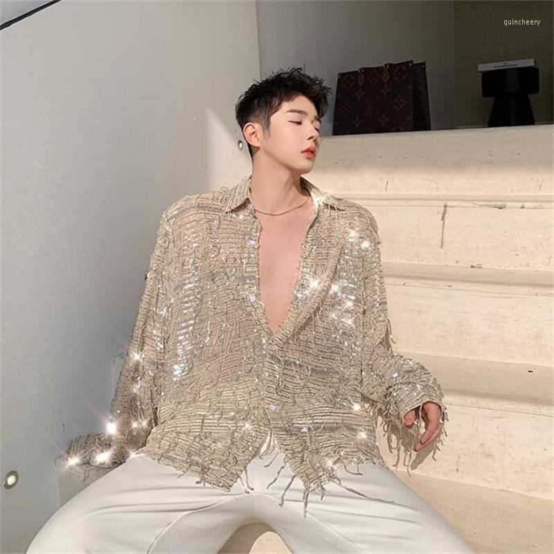 Men's Casual Shirts Korean Style Sequined Shirt Men's Long-sleeved Fashion Tassel Design Loose Top Thin Nightclub Bar Dance Performance, Black
Men's Casual Shirts Korean Style Sequined Shirt Men's Long-sleeved Fashion Tassel Design Loose Top Thin Nightclub Bar Dance Performance, Black