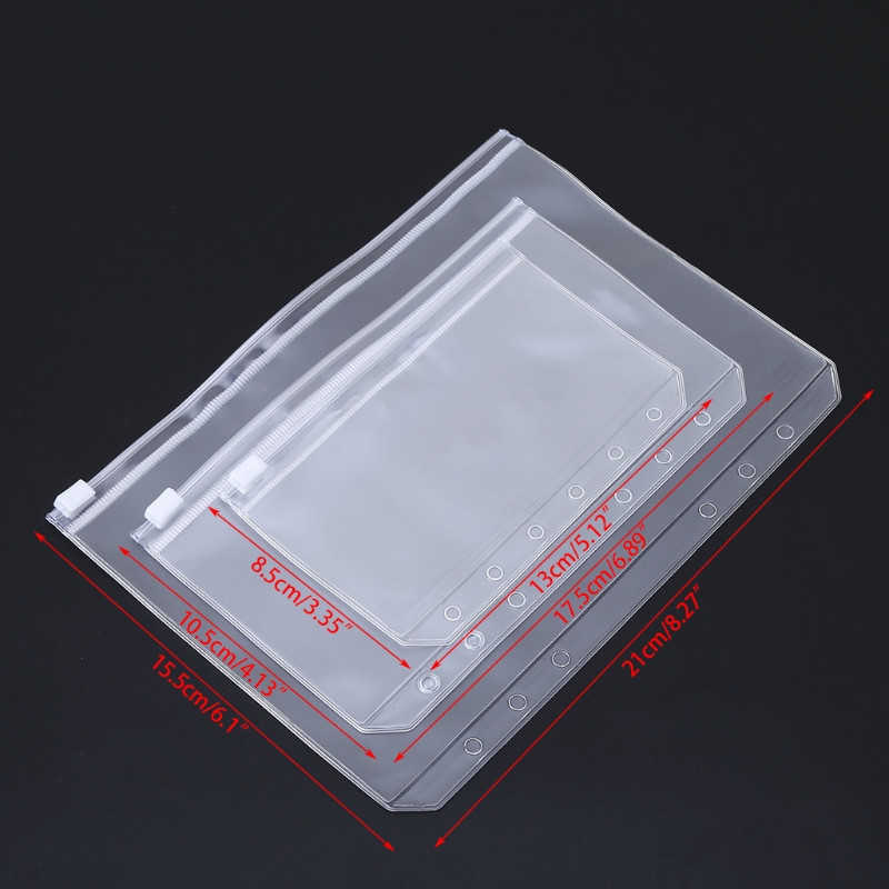 File Folder A5/A6/A7 Waterproof PVC Zip Bag Transparent Envelope Pouch Frosted Zipper Pocket Portable Storage Bags