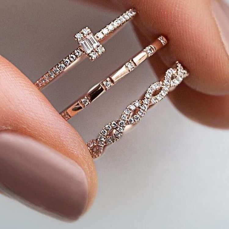 Plated Rings Twisted Engagement Wedding Rose Gold Crystal Stackable 3PCS Thin Jewelry Size Women Solitaire Charm 220716
Plated Rings Twisted Engagement Wedding Rose Gold Crystal Stackable 3PCS Thin Jewelry Size Women Solitaire Charm 220716