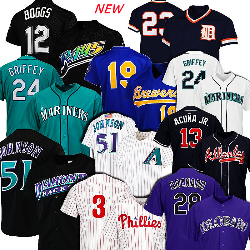 Men Women Youth Baseball Jerseys 51 Randy Johnson 28 Nolan Arenado 24 Ken Griffey Jr Jersey 12 Wade Boggs 19 Robin Yount 13 Ronald Acuna Jr.
Men Women Youth Baseball Jerseys 51 Randy Johnson 28 Nolan Arenado 24 Ken Griffey Jr Jersey 12 Wade Boggs 19 Robin Yount 13 Ronald Acuna Jr.