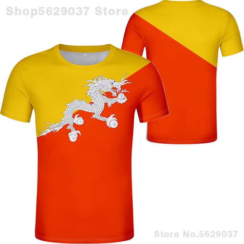 Bhutan T Shirt Free Custom Made Name Number Btn Country T-shirt Bt Black Nation Flag Kingdom Diy Red College Print Po Clothes 220702