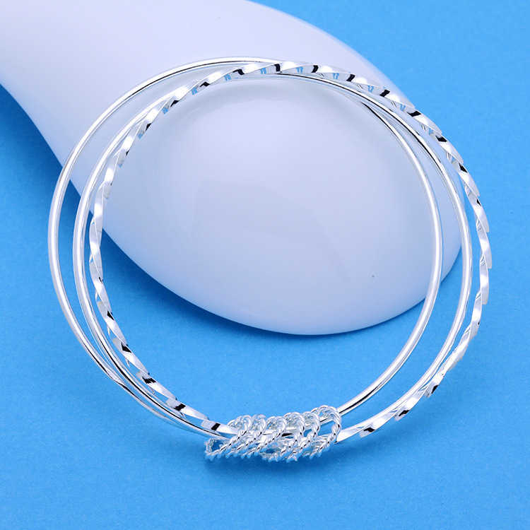 New Hot Special 925 Silver Fine Three Circles Bangle For Women Fashion Party Wedding Jewelry Christmas Gifts