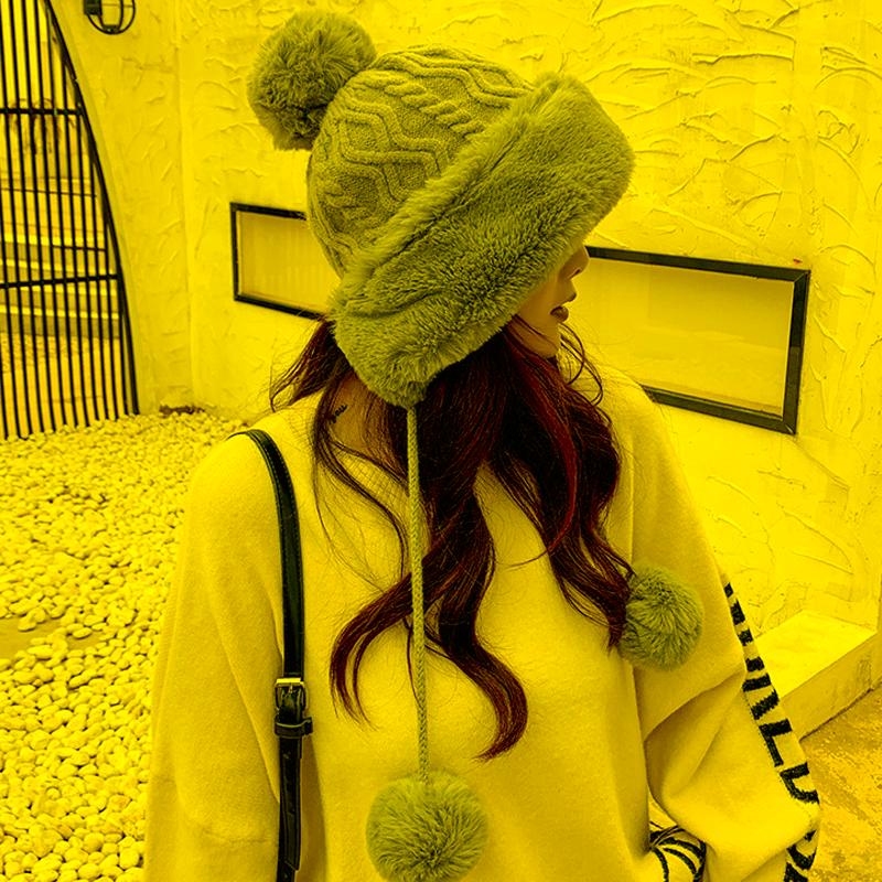 Berets Woman Autumn Winter Mink Knit Hat Solid Color Thick Female Fluffy Pompom Outdoor Warm Windproof Earflap Trapper Snow Ski CapsBerets
Berets Woman Autumn Winter Mink Knit Hat Solid Color Thick Female Fluffy Pompom Outdoor Warm Windproof Earflap Trapper Snow Ski CapsBerets