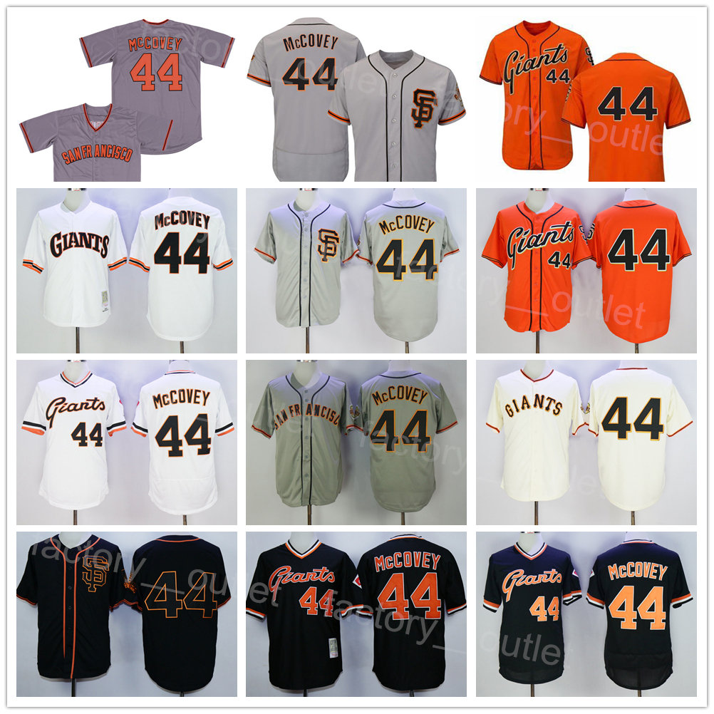 Vintage 1973 1989 Baseball Retro 44 Willie McCovey Jersey Men Throwback Flexbase Team Color Black White Orange Beige Grey All Stitched Pullover C