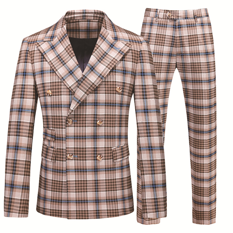 New men's suits casual slim business double-breasted two-button plaid suit two-piece tops professional formal wear, Red
New men's suits casual slim business double-breasted two-button plaid suit two-piece tops professional formal wear, Red