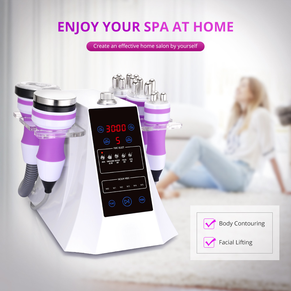 2022 6 in 1 Ultrasonic 40K Cavitation RF Vacuum Weight Loss RF Whitening and Rejuvenating Rf Cavitation Slimming Machine