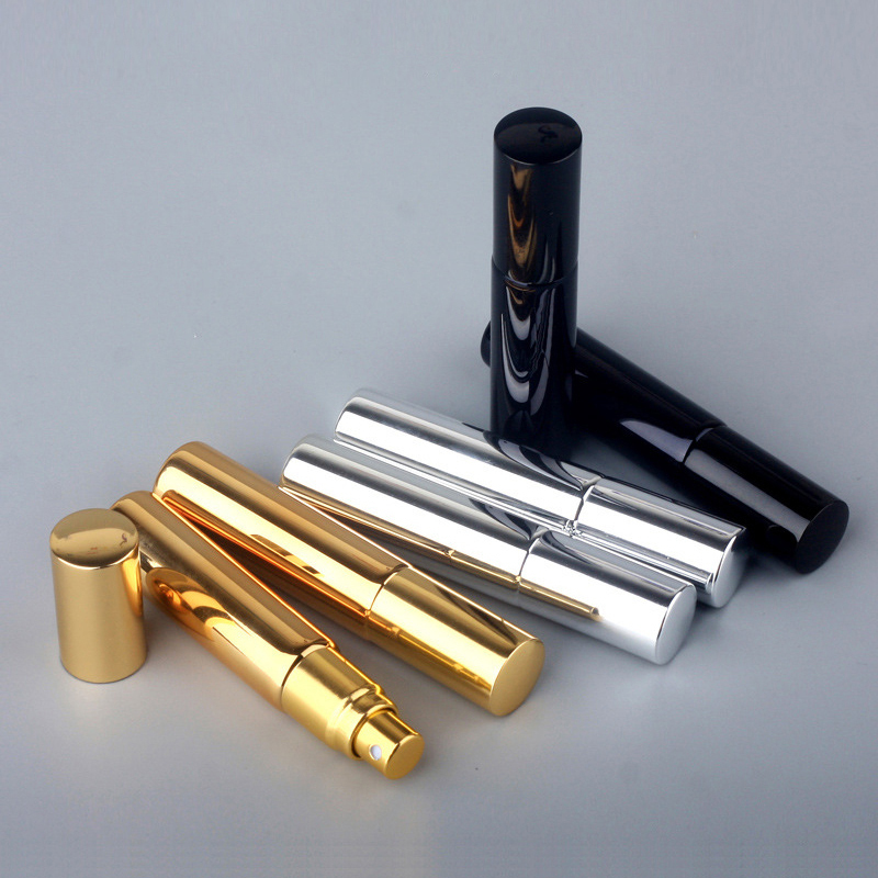 10/20/30/50/100pcs 10ML Portable UV Glass Refillable Perfume Bottle With Aluminum Atomizer Spray Bottles Sample Empty Containers 220711