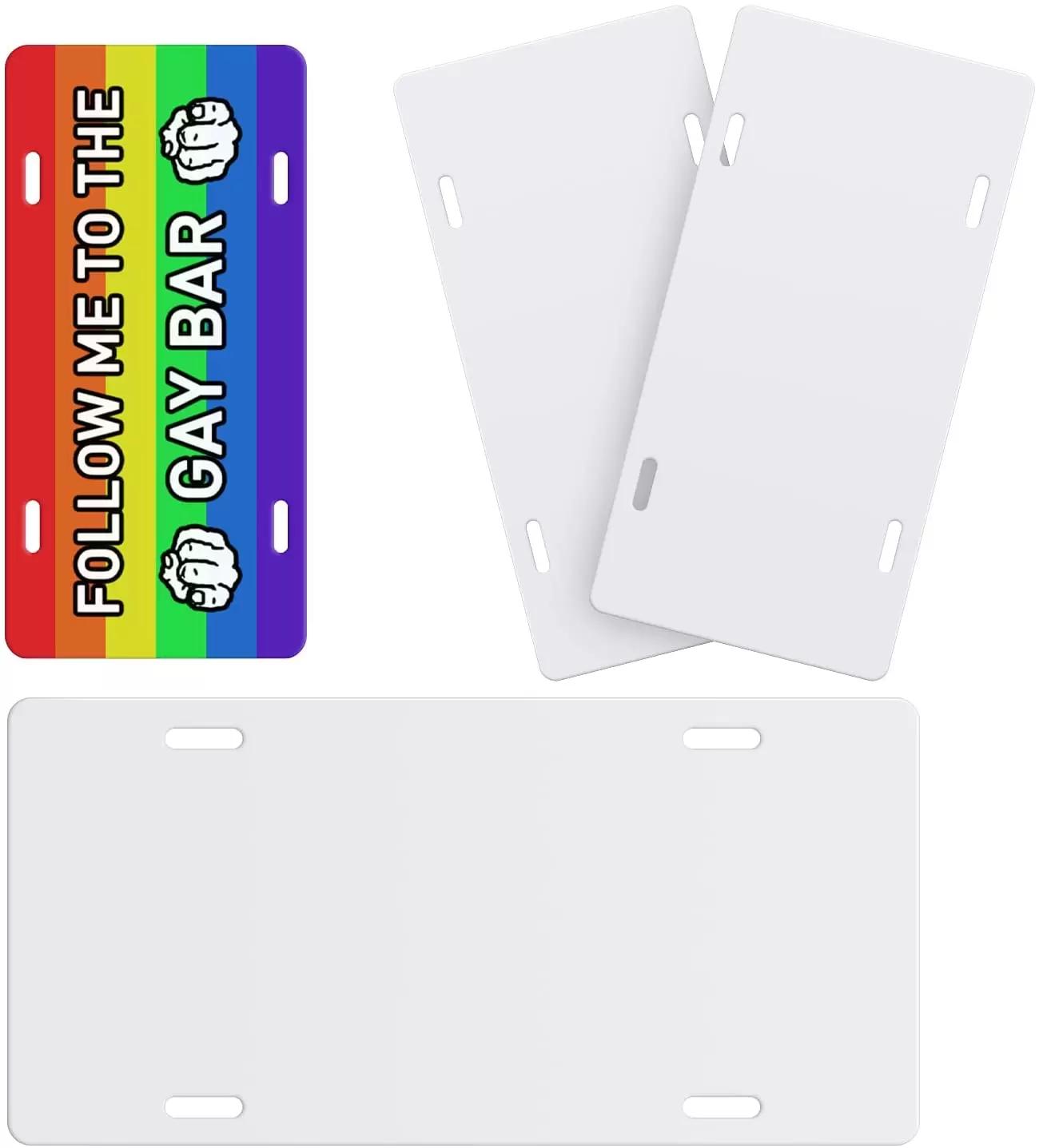 3x6inch 4x7 6x12inches 4 Holes Sublimation Aluminum License Plate Decor Blank White Advertising Plates DIY Custom Logo Car Number Sheet AA