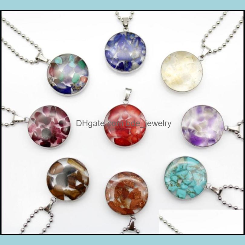 Pendant Necklaces Stainless Steel Chain Gravel Stone Round Glass Pink Quartz Crystal Agates Turquoises Malachite Necklace Bdejewelry Dh1Be
Pendant Necklaces Stainless Steel Chain Gravel Stone Round Glass Pink Quartz Crystal Agates Turquoises Malachite Necklace Bdejewelry Dh1Be
