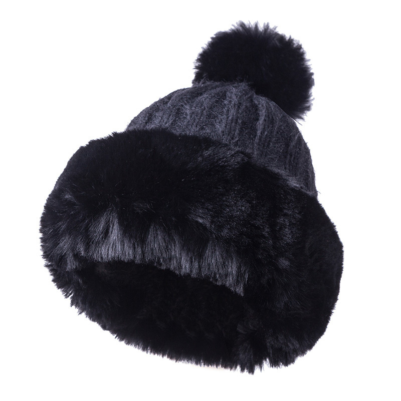 Knitted Hat Women Winter Soft Keep Warm Beanies Female Plus Velvet Fashion Pompom Knit Cap Outdoor Casual Skullies 220817