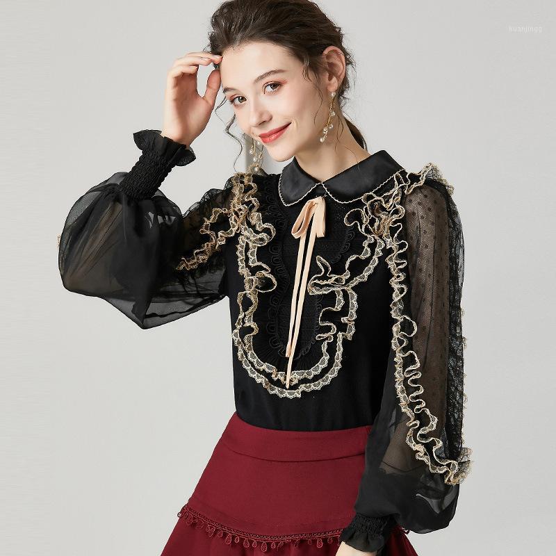 Women' Blouses & Shirts Ruffled Lace Patchwork Women Blouse Dot Mesh Lantern Sleeve Casual Work Spring Knitted Sweater Perspective Shirt To, Black
Women' Blouses & Shirts Ruffled Lace Patchwork Women Blouse Dot Mesh Lantern Sleeve Casual Work Spring Knitted Sweater Perspective Shirt To, Black