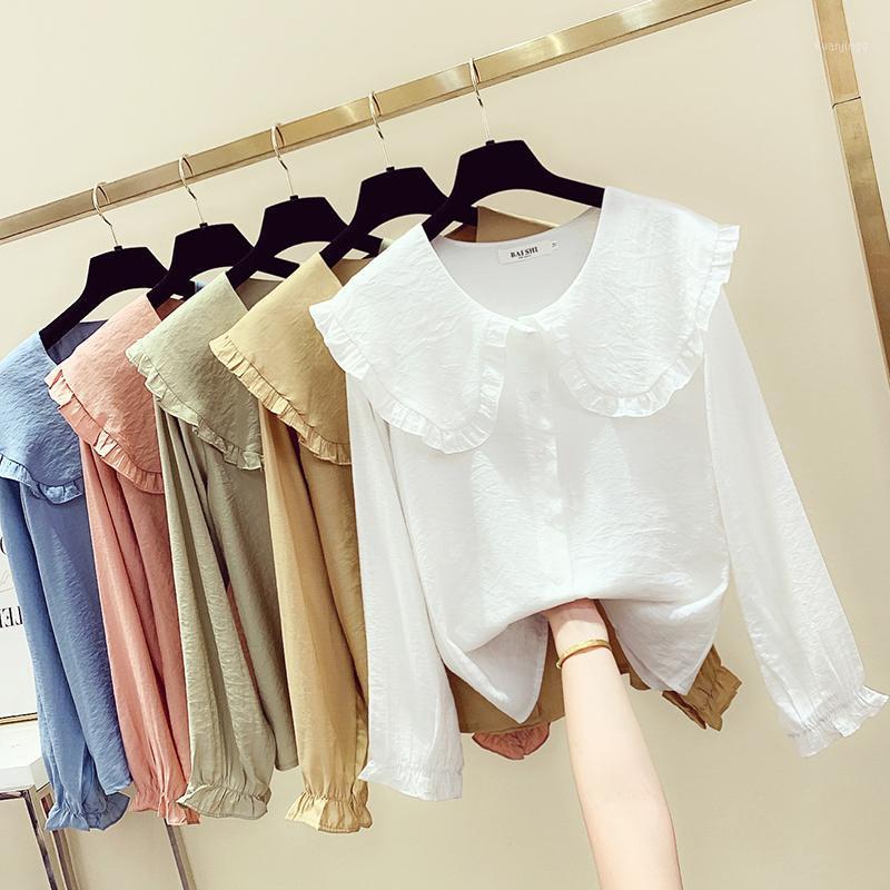 Women Blouse Peter Pant Collar Shirt Tops Solid Chiffon Spring Autumn Button Long Sleeve Loose Female Work Blouses Women' & Shirts, Blue
Women Blouse Peter Pant Collar Shirt Tops Solid Chiffon Spring Autumn Button Long Sleeve Loose Female Work Blouses Women' & Shirts, Blue