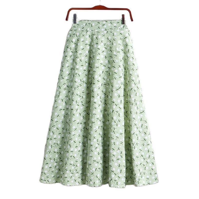 REALEFT Stylish Floral Printed Tulle Milong Women Skirts High Waist Loose Female Umbrella Skirts Ladies Spring Summer 220701