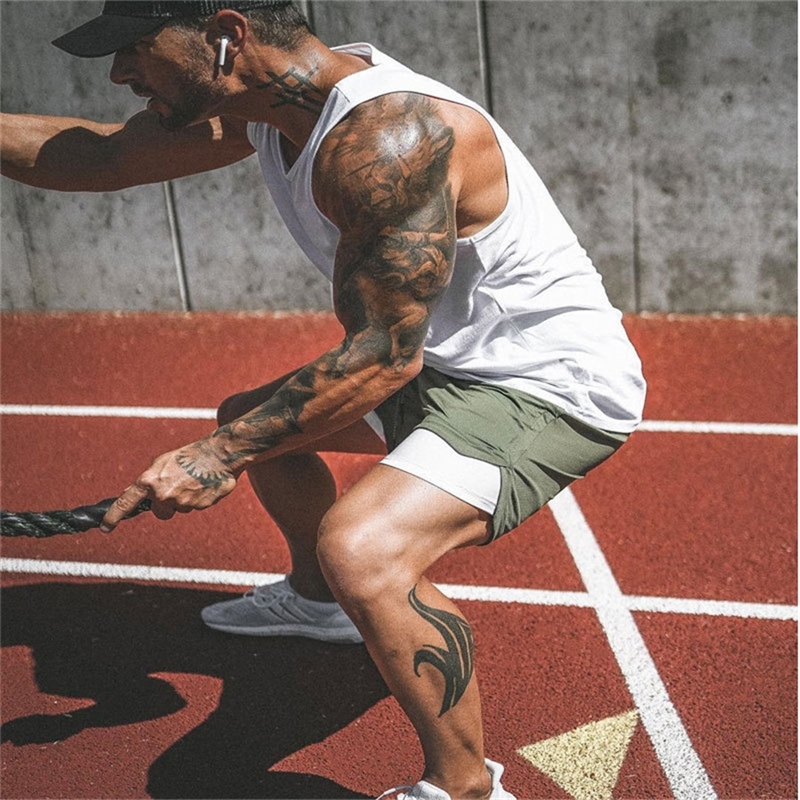 Selling 2 In 1 Shorts Men Summer Fitness Shorts Men Double Deck Sports Sweat Shorts Men Bodybuilding Sweatpants 220602