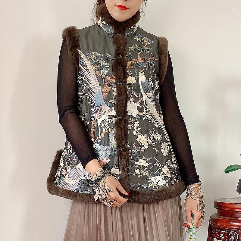Women's Vests Women Fall And Winter Down Cotton Vest Rex Fur Spliced Chinese Disc Buckle Retro Embroidery Flower Jacket -XXL Stra22, Khaki
Women's Vests Women Fall And Winter Down Cotton Vest Rex Fur Spliced Chinese Disc Buckle Retro Embroidery Flower Jacket -XXL Stra22, Khaki