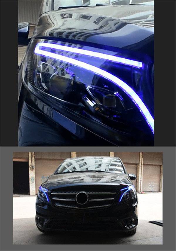 LED Headlight For Benz Vito 20 13-20 22 W447 DRL Bi-Xenon Lens LED Crystal Angel Eyes Turn Signal Front Lamp