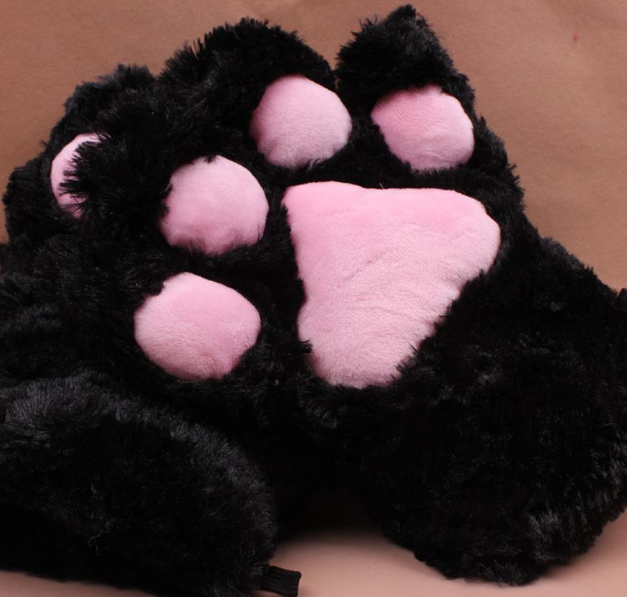 Cosplay Furry Cat Bear Paw Glove Wolf Dog Fox Claws Gloves Anime Costume Accessories Women Girls Plush Hand Cover Mittens For Christmas Halloween Part