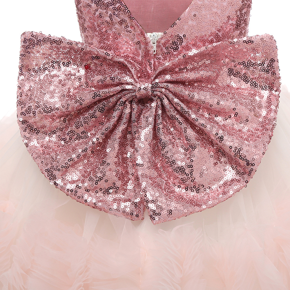 Cute Handmade Wer Girls Dresses Bow Belt Bead Princess Kids Sleeve High Low Long Train Bridesmaid Dress Girl Pageant Ball Gown 403 6660311