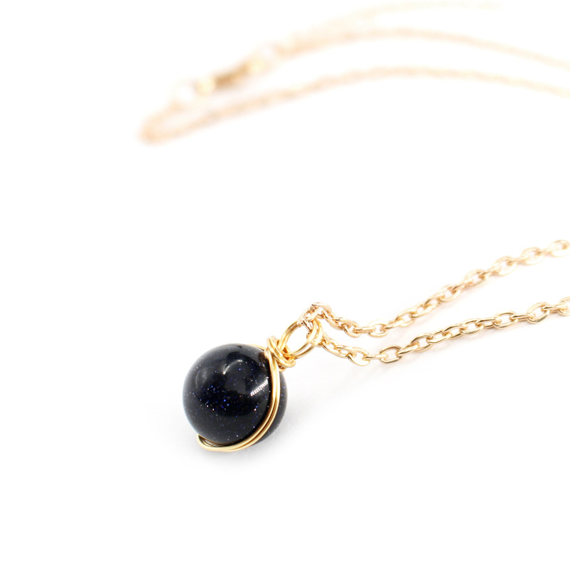 Natural Stone necklace 12mm Rose Quartz Tiger Eye Amethysts Energy Healing Chakra Pendant Necklaces Women Jewelry