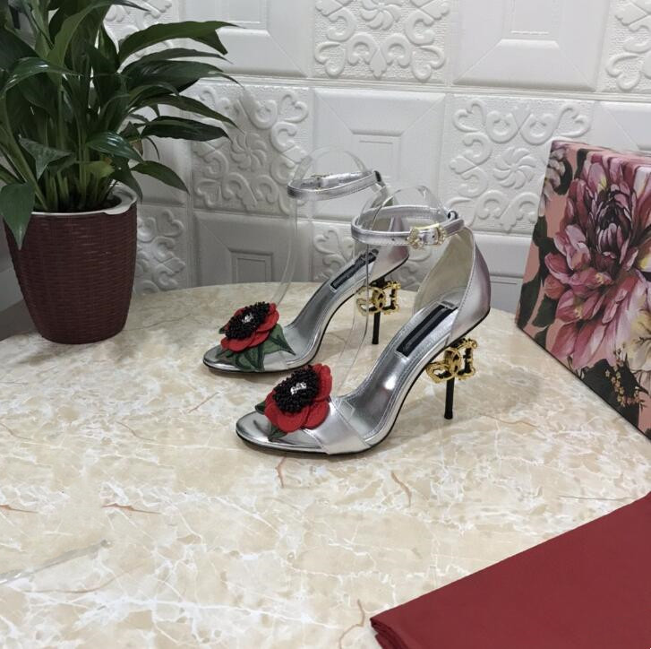Ladies Newest Sandals Stiletto Heel Round Headband Flower Decorated Ankle Slim Strap Buckle Dress Casual Banquet Comfortable Lightweight Size 35-42