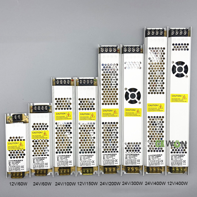 Ultra Thin LED Power Supply DC 12V 24V Lighting Transformers 60W 100W 150W 200W 300W 400W 500W AC180-260V Driver For Strip Advertising light