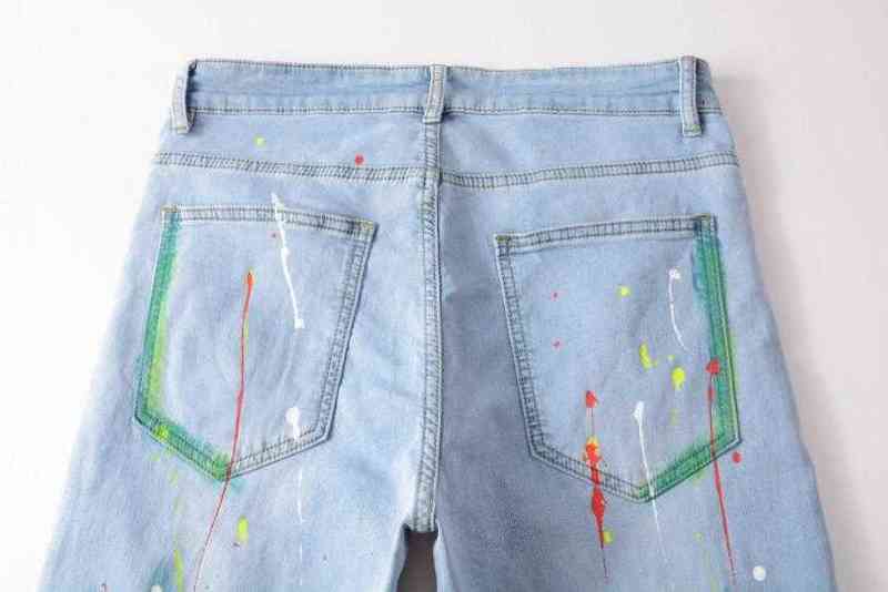Men Ligh Blue Denim Jeans Holes Long Jeans Good Quality Men Straight Fit Stretch Jeans New Fashion Men Spring Autumn Denim Pants G220415