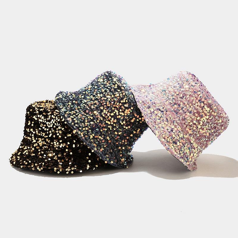 Berets Man Woman Glitter Sequins Bucket Hat Fisherman Folded Windproof Panama Hats FemaleBerets, White
Berets Man Woman Glitter Sequins Bucket Hat Fisherman Folded Windproof Panama Hats FemaleBerets, White