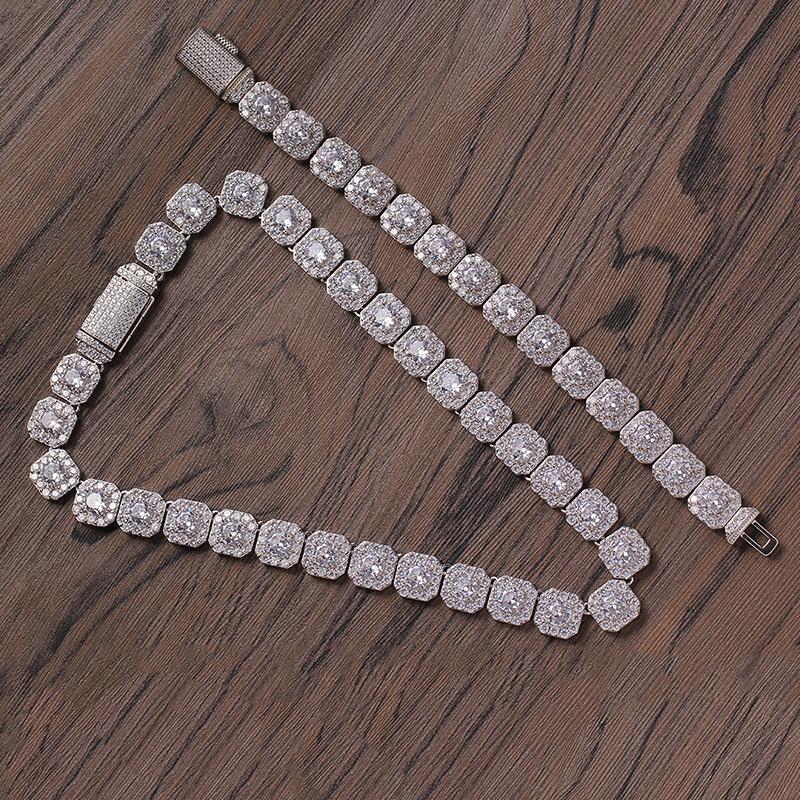 Chains 12mm Wide Hip Hop Bg Iced Out Geometric Square 5A CZ Stone Tennis k Chain Chokers Necklaces For Women Men Rapper JewelryChains