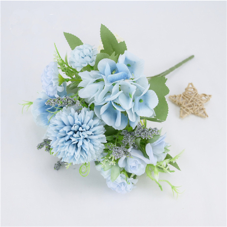2 pieces Nordic 7-fork hydrangea rose wedding simulation rose wedding holding bouquet home decoration flower art