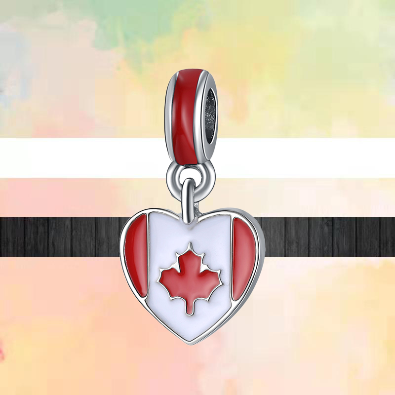 Fit charms 925 bracelet Bead Original box Fashion Colorful Flag Of Italy Spain Canada Brazil European charm jewelry