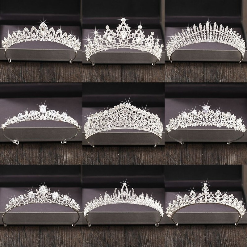 Silver Color Crystal and Tiara Accessories Bridal Tiaras Hair Crown Wedding Headpiece Women Diadem 220726