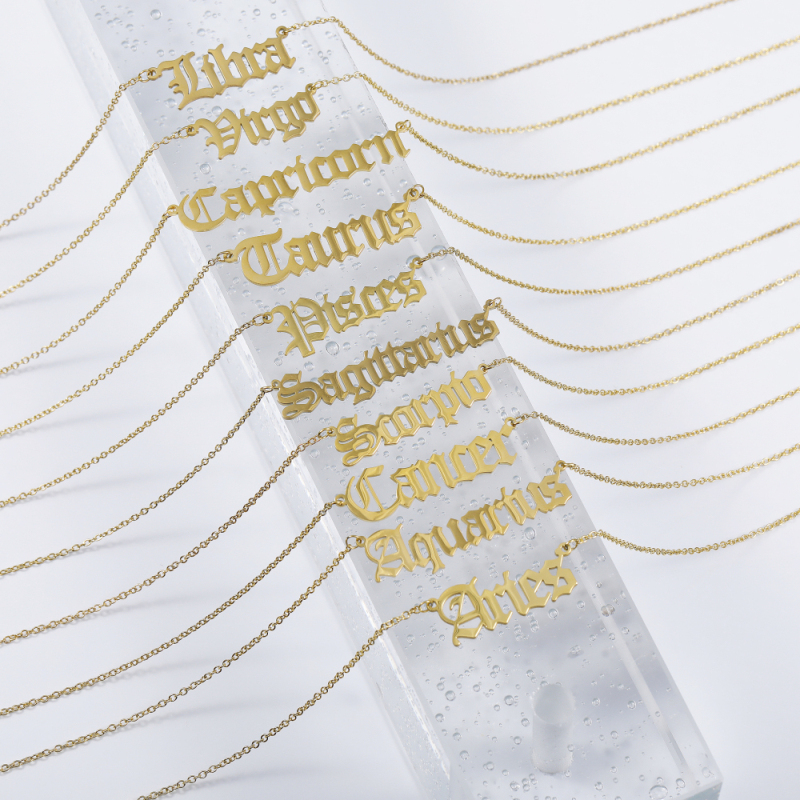 New Arrival Stainless Steel Zodiac Pendant Necklace Astrology Horoscope Charm Jewelry