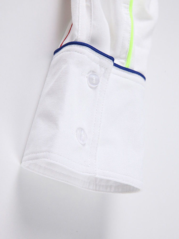 [EAM] Women White Contrast Color Big Size Blouse Lapel Long Sleeve Loose Fit Shirt Fashion Spring Autumn 1DD5268 220407