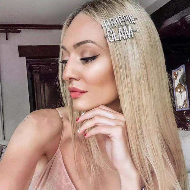 Letter Barrettes Hair Clips with Clear Crystal for lady Women Party Wedding Lovers gift engagement Jewelry for Bride