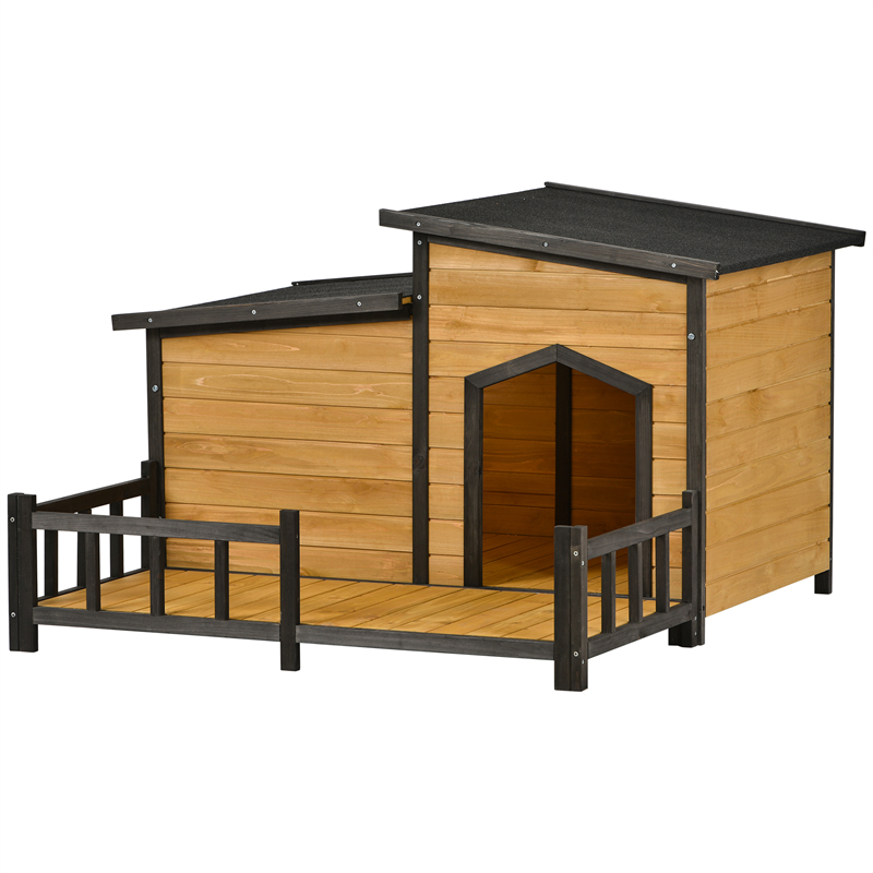 

Hot 47.2 Large Wooden Dog Houses Outdoor & Indoor Dog Crate Cabin Style With Porch