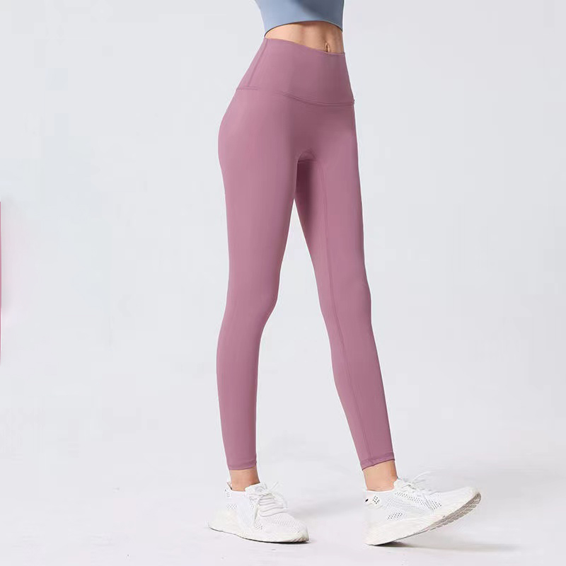 Women's leggings sexy yoga pants pilates Solid color Elastic tight hip lifting sports fitness Legging Gym Clothes Align Nude High Waist Running Workout Trouses