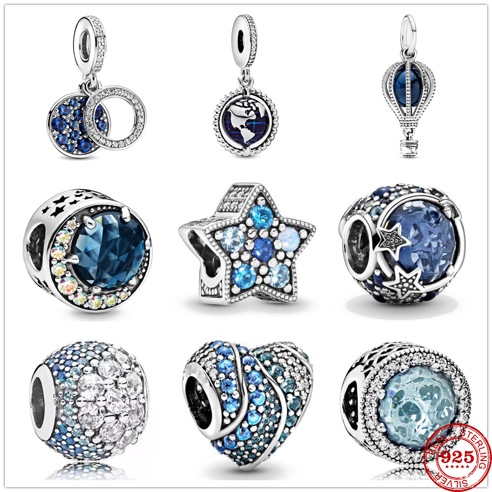 925 Silver Charm Beads Dangle New Sparkling Blue Disc Double Balloon Dangle Pendant Bead Fit Pandora Charms Bracelet DIY Jewelry Accessories
925 Silver Charm Beads Dangle New Sparkling Blue Disc Double Balloon Dangle Pendant Bead Fit Pandora Charms Bracelet DIY Jewelry Accessories
