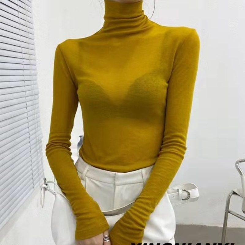 Fashion Basic Turtleneck Long Sleeve Women T-shirt Autumn Winter Slim Stretch Tops Ladies Sexy Tees Plus Size 220321