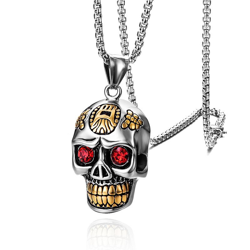 Pendant Necklaces Punk Stainless Steel Fashionable Jewelry Silver Gothic Skeleton Necklace Diamond Eyes Gold Trendy Skull PendantPendant
Pendant Necklaces Punk Stainless Steel Fashionable Jewelry Silver Gothic Skeleton Necklace Diamond Eyes Gold Trendy Skull PendantPendant