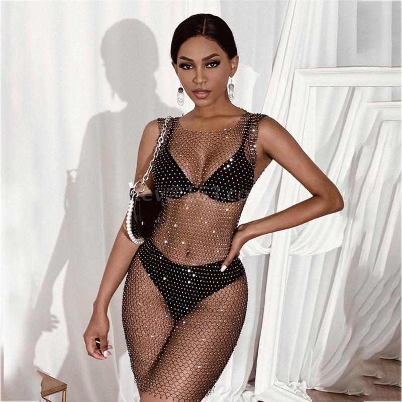 Women' Swimwear Women Sexy See Through Rhinestone Dress Mesh Fishnet Hollow Out Beach Bikni Swimsuit Cover Up For Party Summer Pool GiftWom, White
Women' Swimwear Women Sexy See Through Rhinestone Dress Mesh Fishnet Hollow Out Beach Bikni Swimsuit Cover Up For Party Summer Pool GiftWom, White