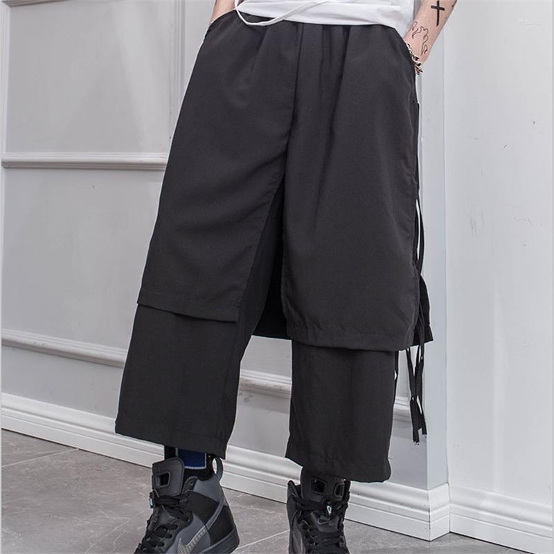 Men's Pants Men's Spring Casual Nine - Minute Straight Man Fringe Fake Two Piece Shorts Hip Hop Yamamoto StyleMen's, Black
Men's Pants Men's Spring Casual Nine - Minute Straight Man Fringe Fake Two Piece Shorts Hip Hop Yamamoto StyleMen's, Black