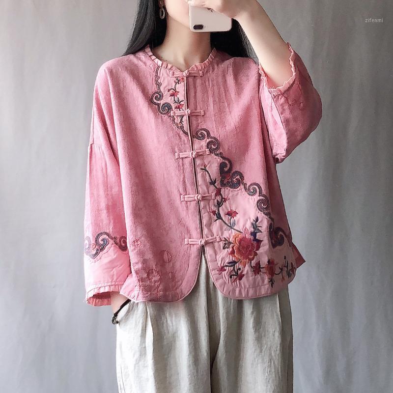 Women's Blouses & Shirts Women Summer Indie Folk Style Floral Embroidery Jacquard Loose Nine Quarter Sleeve Female Fashion Cotton Linen Tops, Pink
Women's Blouses & Shirts Women Summer Indie Folk Style Floral Embroidery Jacquard Loose Nine Quarter Sleeve Female Fashion Cotton Linen Tops, Pink